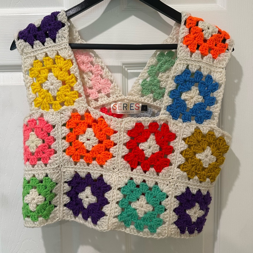 Colorful crochet knit top